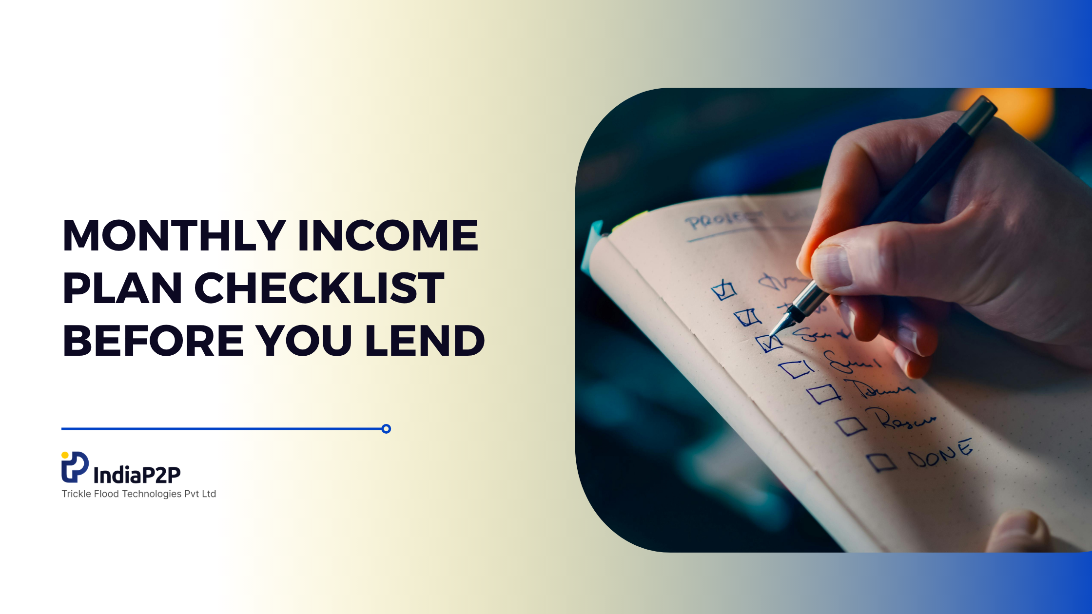 Monthly Income Plan Checklist Before You Lend